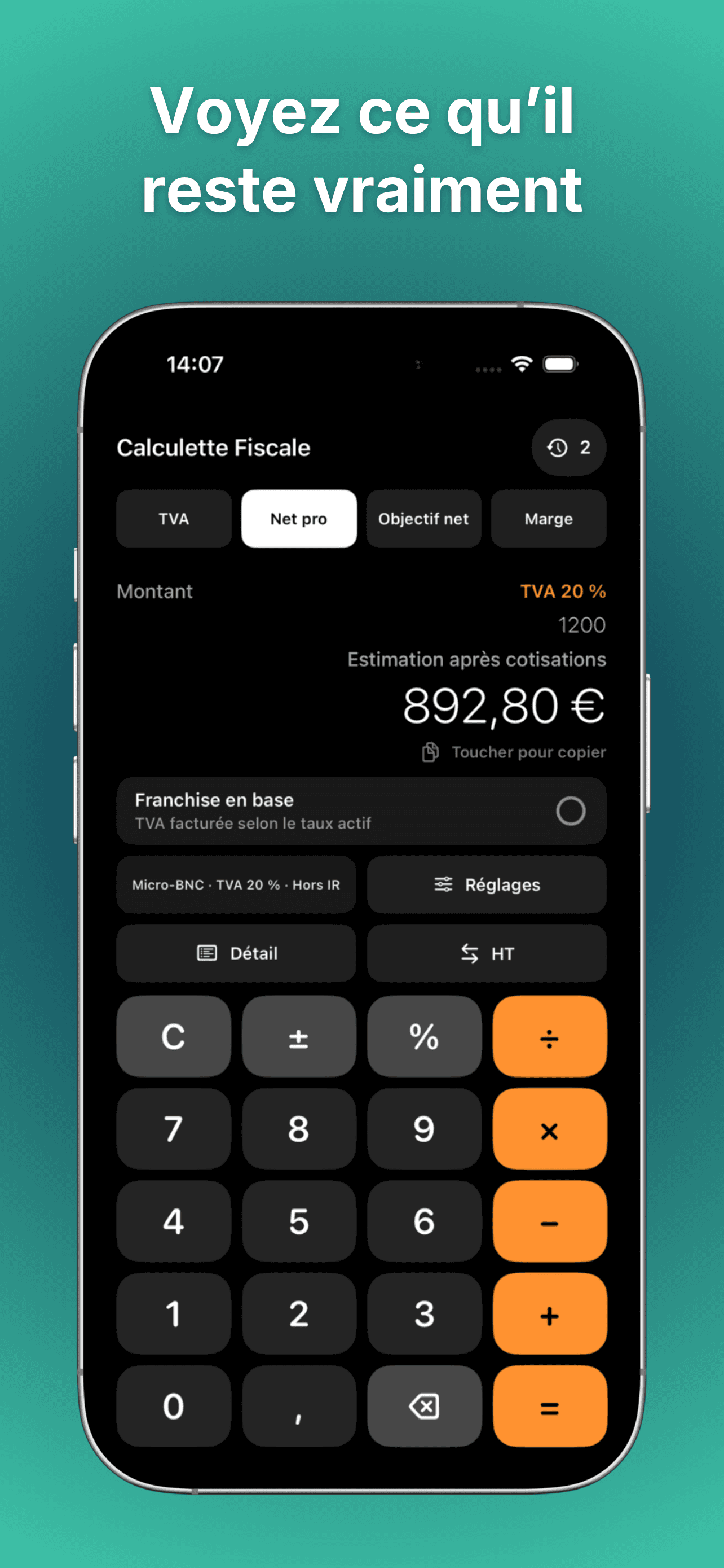 Mode Net pro pour estimer un revenu après cotisations